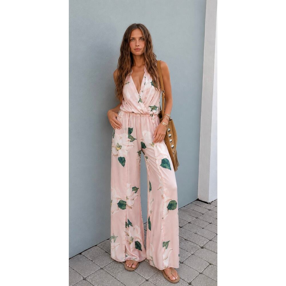 Show Me Your Mumu Delano Southern Magnolia Halter Palazzo Jumpsuit Wedding Guest